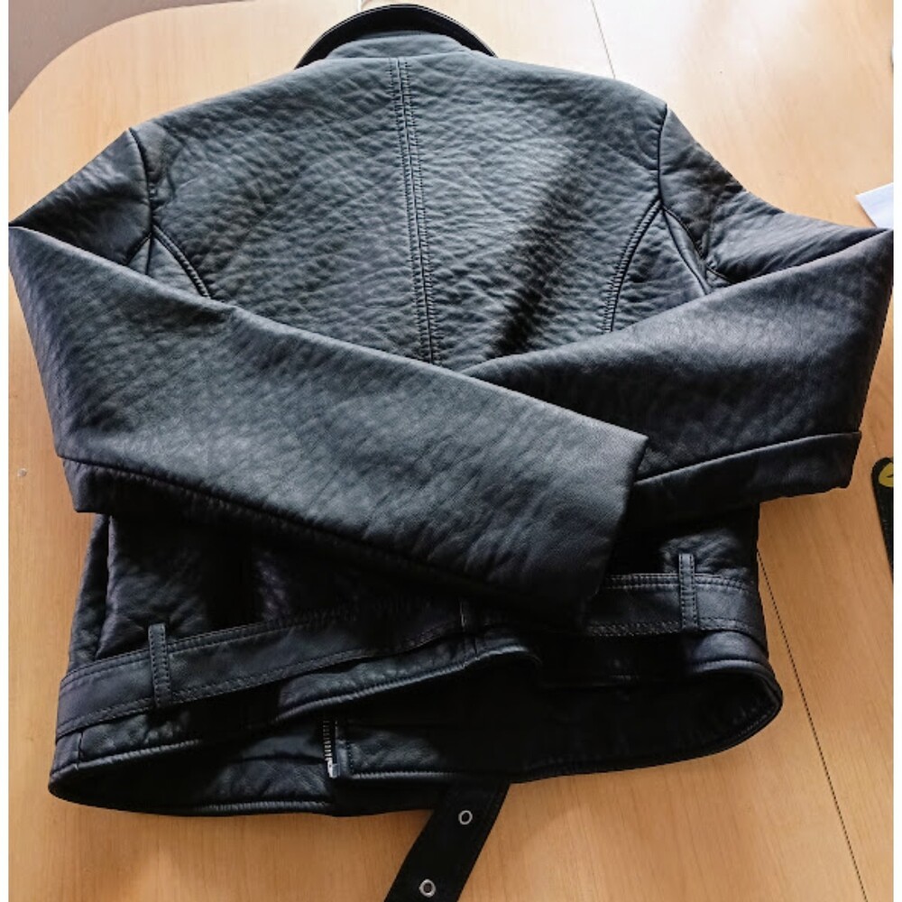 NWT Victoria's Secret Large Pebbled Faux Leather Black Motorcycle Jacket - Picture 5 of 14